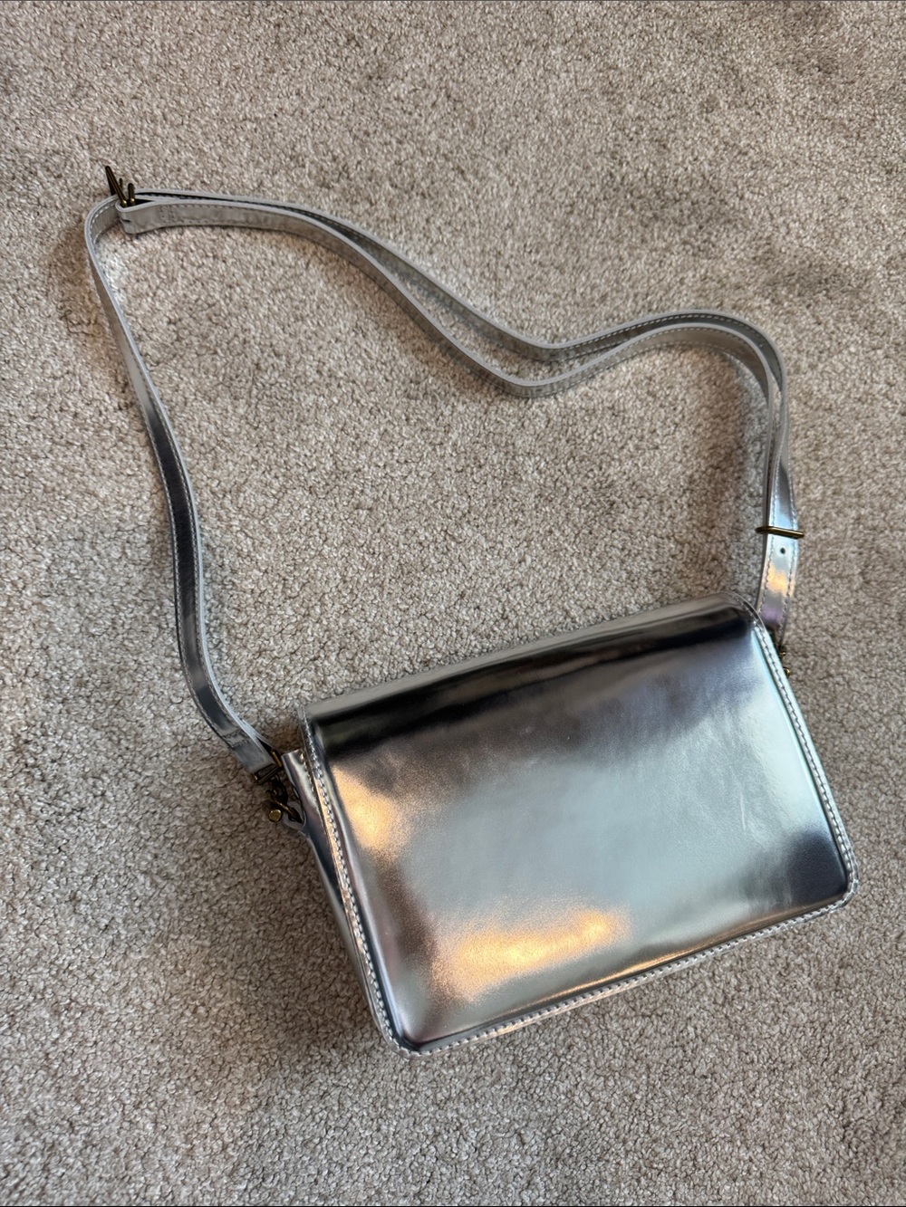 Madewell Metallic Silver Crossbody Bag with Adjustable Strap